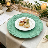 Assiette de présentation en plastique gaufré vert menthe à motif floral, 13 pouces, de luxe, pour mariages et réceptions élégantes en plein air