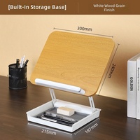 Support de lecture pliable réglable, support ergonomique pour ordinateur portable, support de bureau portable en bois avec base de rangement