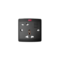 Interrupteur double paroi en PC, norme britannique, accessoires électriques pour la maison, noir, 16A, 2 et 3 broches MF avec prise néon