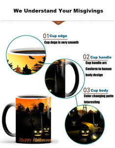 Logotipo personalizado Calabaza Calaveras Linternas <span class=keywords><strong>Tazas</strong></span> de cerámica Caliente Sensible Cambio de color Taza mágica Sublimación <span class=keywords><strong>para</strong></span> el Día de Todos los Santos - Product Image 3