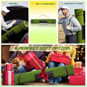 Premium 5x4ft Golfslagmat, 4 Verwisselbare Inzetstukken Voor Oefen, Chippen Swing4-in-1 Verdikte Golfmat