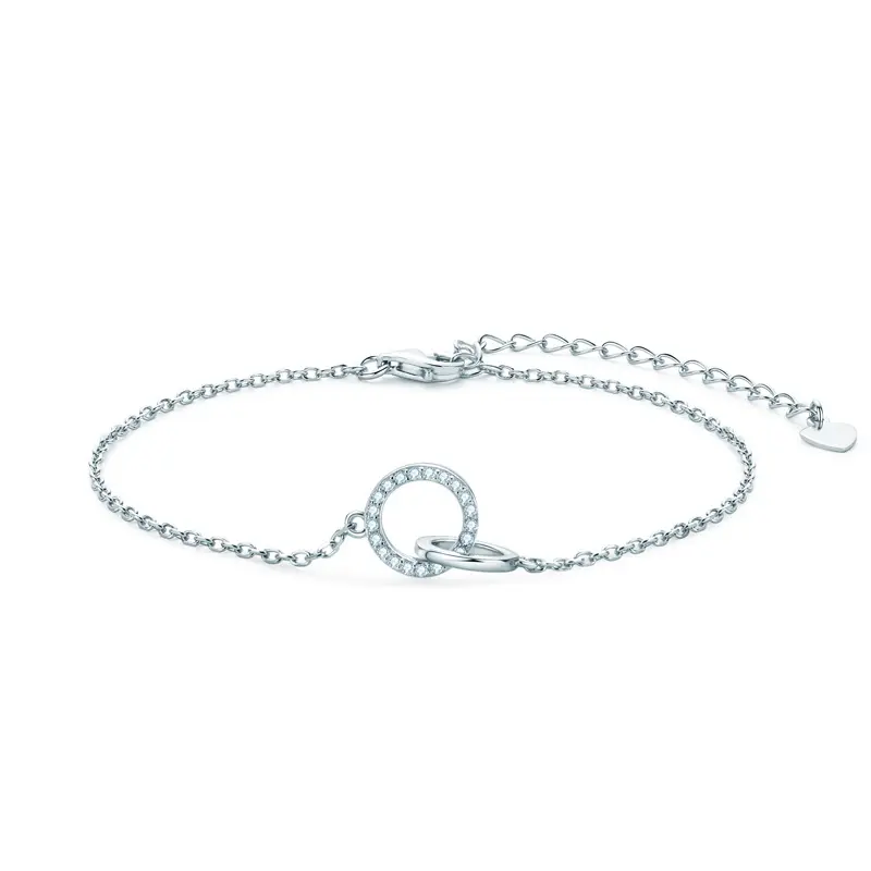 Klassisches Kreis-Moissanit-Armband für Damen Sterlingsilber einstellbare Weihnachts-Charme-Armbänder und Armreifen modischer Schmuck