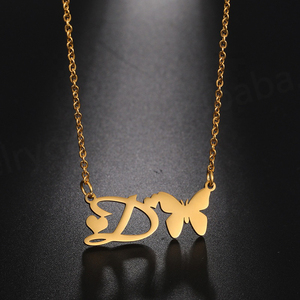 Collar de Cadena con Letras, Collar de Mariposa de Alta Calidad, Elija Letras de la A a la Z, Collares FBKR02 - Product Image 1
