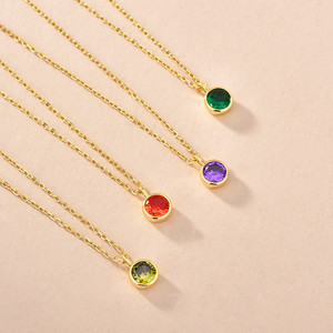 12 Zodiaco colorido Zircon chapado en oro de la joyería de las mujeres de Plata de Ley 925 de plata de la piedra collares - Product Image 3