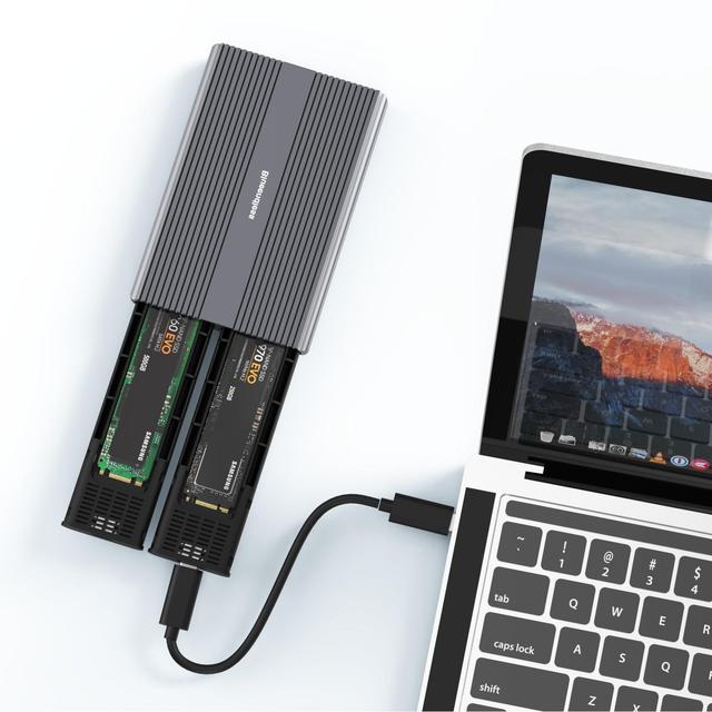 Dual Bay Dual Protocol NGFF SATA NVME PCIE 2 In 1 SSD Case Enclosure Adapter M.2 NVME NGFF to USB3.1 Type-C SSD Enclosure Case