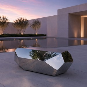 Nouvelle conception de sculpture en acier inoxydable de luxe à facettes, poli miroir, pour jardin, parc, hôtel, centre commercial, taille et couleur personnalisées, OEM - Product Image 1