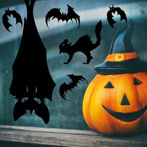 Thrilling réutilisable 4 feuilles géant effrayant monstre Silhouette Halloween fenêtre autocollants pour la maison porte d'entrée Halloween affiche - Product Image 6