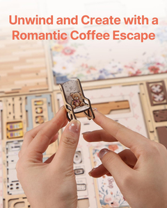 Romantic Coffee Shop Book Nook Kit 3D Wooden Puzzle with <b>LED</b> Light DIY Miniature Bookend for Home Decor & Gifts - Product Image 4