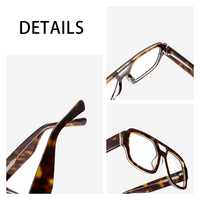 Montures optiques en acétate en gros, verres correcteurs anti-lumière bleue, design carré à double pont, lunettes de qualité supérieure pour le bureau et la lecture