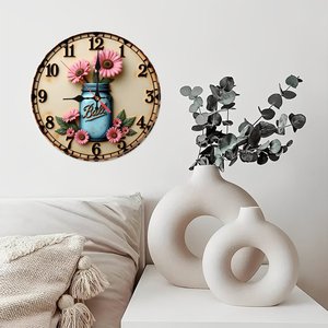 Round Wooden Wall <b>Clock</b> 25Cm Silent Quartz Home Decor Living Room Bedroom <b>Clock</b> - Product Image 4