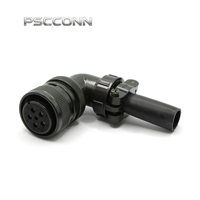 Connecteur d'alimentation circulaire industriel fileté femelle PSCCONN MS 5015 Série MS3108A 20-17S, angle de 90 degrés, IP67, 6 broches