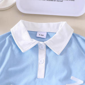 Ensemble 2 pièces d'été pour bébé fille, style européen et américain, avec haut à revers et jupe plissée, pour nourrissons et tout-petits - Product Image 3