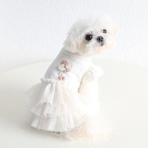 Robe de mariée romantique florale pour <span class=keywords><strong>chien</strong></span> et chat, style printemps-été, robe de princesse douce, vêtements pour animaux de compagnie - Product Image 2
