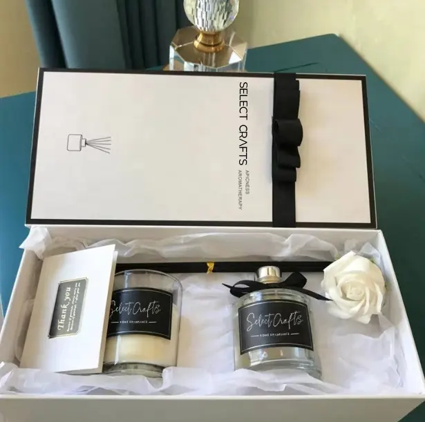 Caja de lujo personalizada, juego de difusores de Aroma aromático para el hogar, difusor de fragancia con pegatina