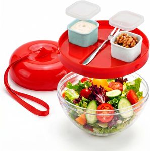 BPA-Free Plastic Salad Bowl with Lid Durable Lightweight Mixing Bowl for Fruits and Vegetables Kitchen and Picnic - Product Image 1
