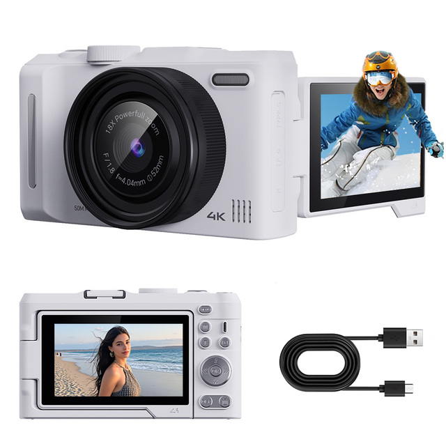 Jarvis 4K 50MP WiFi Autofocus Vlogging Camera with LED Light 3'' 180 Flip Screen 18X Zoom Photography