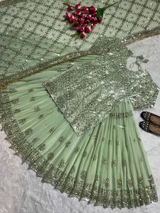 ชุดกํามะหยี่เลื่อมหอมปักกํามะหยี่สวยงามพร้อมตัวออกแบบยักรีดเมดชุดกํามะหยี่เลื่อมหอม 3 ชิ้นพร้อมโคติ - Product Image 3