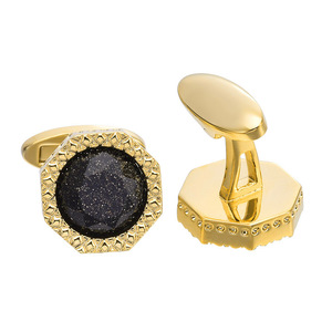 Bán buôn Bling cát mã não đá Bát giác cao cấp Khuy măng sét tùy chỉnh Mens phù hợp với áo sơ mi phụ kiện đám cưới TUXEDO đồ trang sức Khuy măng sét - Product Image 3