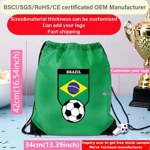 Borsa Promozionale Personalizzata in Poliestere 210D con Coulisse, Sacche Verdi con Coulisse per Pallone da Calcio Brasile, Atletica Brasiliana 2026 - Product Image 2