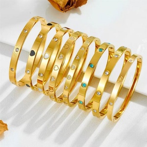Elegant Stainless Steel <b>Chunky</b> 316l 18k <b>Gold</b> Plated Women's Fashion Crystal <b>Bracelets</b> and Bangles Jewelry for Women - Product Image 1