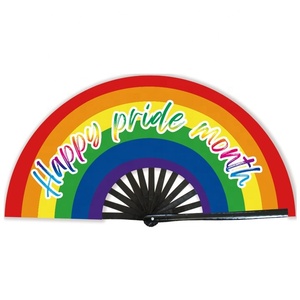 Ventilador de mano de arcoíris de doble cara con técnica pintada de clacker de sublimación de 13 pulgadas - Product Image 4