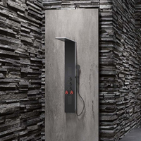 Ensemble de panneau de douche de robinet de salle de bain noir mural TIEMA finition de surface chromée Offre Spéciale motifs de jet doux et de pluie