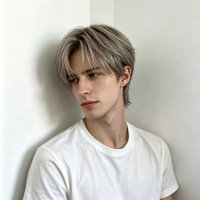 La peluca para hombre de color gris claro, de estructura cuidadosamente definida, está hecha de fibras suaves, esponjosas y fáciles de cuidar, y es adecuada para el uso diario.