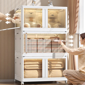 Armoire de rangement pliable portable en plastique pour vêtements, jouets et articles divers, pour usage domestique, vente en gros - Product Image 1