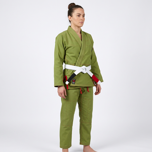 Women's Green BJJ <b>Kimono</b> Regular Fit Adult Martial Arts Uniform with White <b>Belt</b> - Product Image 1