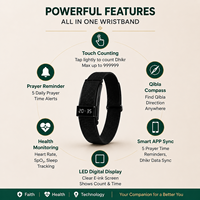Gelang Tasbih Islami dengan Getaran Penunjuk Kiblat dan Monitor Kesehatan, Kontrol via Aplikasi untuk Haji Umrah dan Sholat