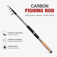 Canne à pêche télescopique super légère en fibre de carbone et composite de carbone mélangé pour la pêche en lac, longueurs 2,1m, 2,4m, 2,7m, 3,0m, 3,6m, 3,9m