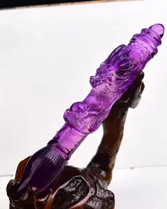 Natural Amethyst dragon pen Wenchang pen ornaments shop office desk study decoration living room opening gifts