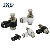 Vanne de régulation de débit pneumatique SL, type papillon, unidirectionnelle, pour tube Ø 4-16mm, raccords BSP 1/8" 1/4" 3/8", en laiton nickelé, certifiée CE