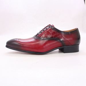 Classic Paisley Pointed Toe Leather <b>Shoes</b> Red Oxford Lace up Business Gentlemen Dress <b>Shoes</b> - Product Image 2
