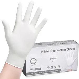 GMC toptan stok beyaz nitril eldiven hazır gönderi lateks ücretsiz koruyucu eldiven tek kullanımlık nitril eldiven tozsuz