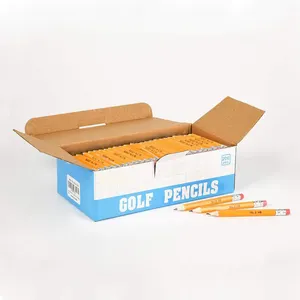 便宜的小定制标志散装3.5英寸铅笔三角高尔夫短木制Hb铅笔带橡皮擦