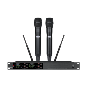 Système de microphone sans fil dynamique 2 canaux haute performance OEM DA-8022 avec micro omnidirectionnel en métal pour discours et églises - Product Image 1