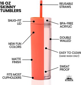 2025 New Đôi Tường Matte Acrylic Thân Thiện Với Môi Tumbler 16Oz Đầy Màu Sắc Nhựa Tumbler Acrylic Với Nắp Và Rơm - Product Image 3