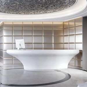 CR005 Modern Aesthetic Curve FRP Drop Shape Reception Counter Desk for Hotel Lobby Office Reception Area Spa Salon Beauty Clinic - Product Image 5