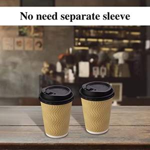 Copos de Papel Kraft Isolados de 12 OZ com Tampa, Cor Personalizada OEM/ODM para Café Quente, <span class=keywords><strong>Coco</strong></span> e Chá - Product Image 4