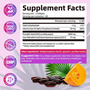 Cápsulas Blandas de Saw Palmetto de Alta Calidad con Aceite de Semilla de Calabaza y Vitamina E, Promueven la Salud de la Próstata y Ayudan al Crecimiento del Cabello - Product Image 2