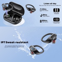 Earbuds Nirkabel Lantronlife Q33 untuk Olahraga, Earphone Lari dengan Indikator Baterai Digital dan Pengait Telinga, Chipset JL