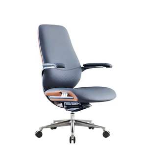 Sedia da Ufficio Direzionale in Vera Pelle di Lusso, Moderna Poltrona Presidenziale in Alluminio con Funzione Reclinabile per Studio e Ufficio - Product Image 5