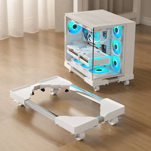 Support d'ordinateur Qin Feng pliable et mobile avec roulettes pivotantes pour rangement de bureau - Product Image 1