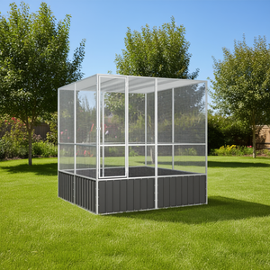 Cage à oiseaux en acier galvanisé anthracite 84.1x85.6x83.3, durable, moderne, rectangulaire, pour l'extérieur, fournitures pour oiseaux - Product Image 2