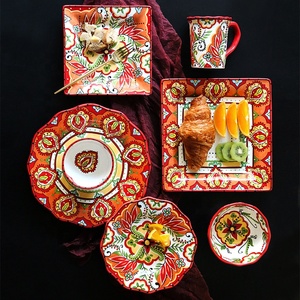 Tropical Style Hand-painted Floral Pattern Wavy Edge Dinner Plate - Product Image 3
