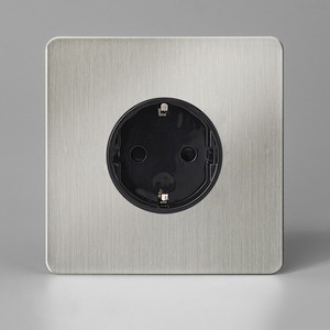 YUHE 16A European French Power Socket 220V Double Pole Wall Mounted Stainless Steel Matte - Product Image 1