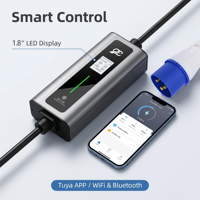 Chargeur EV intelligent avec écran LCD, minuterie, courant réglable, chargeur EV portable 7 kW, type 2, chargeur EV portable 7 kW