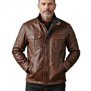 Veste en cuir véritable pour homme, style streetwear, coupe-vent, imperméable, respirante, séchage rapide, logo de marque personnalisé - Product Image 6