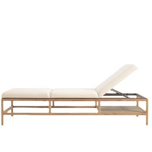Lettino Prendisole di Lusso in Legno Teak con Rattan PE, Sedia Reclinabile da Esterno Regolabile per Giardino, Piscina e Spiaggia (Modello Australiano) - Product Image 5